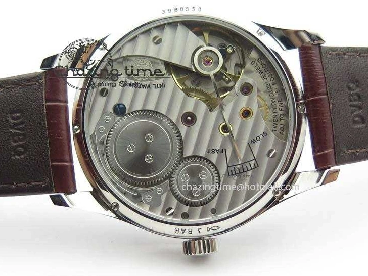 MIROTIME 0122 Sustainable Portuguese IW5444 SS White Dial RG Numbers On Brown Leather Strap A 7256